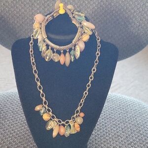 #D Elegant Multicolor Beaded Necklace and Bracelet Set